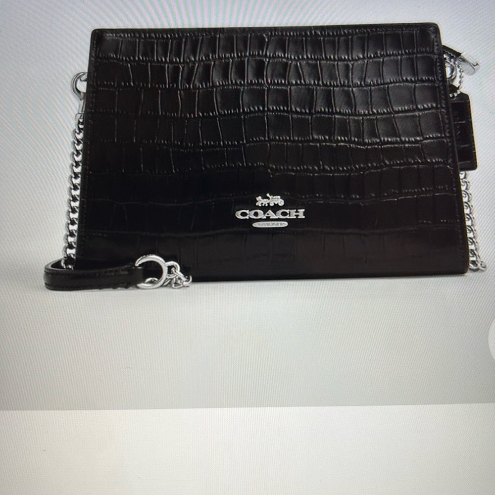 Coach Black Crossbody Bag with embossed shoulder, - Picture 5 of 11